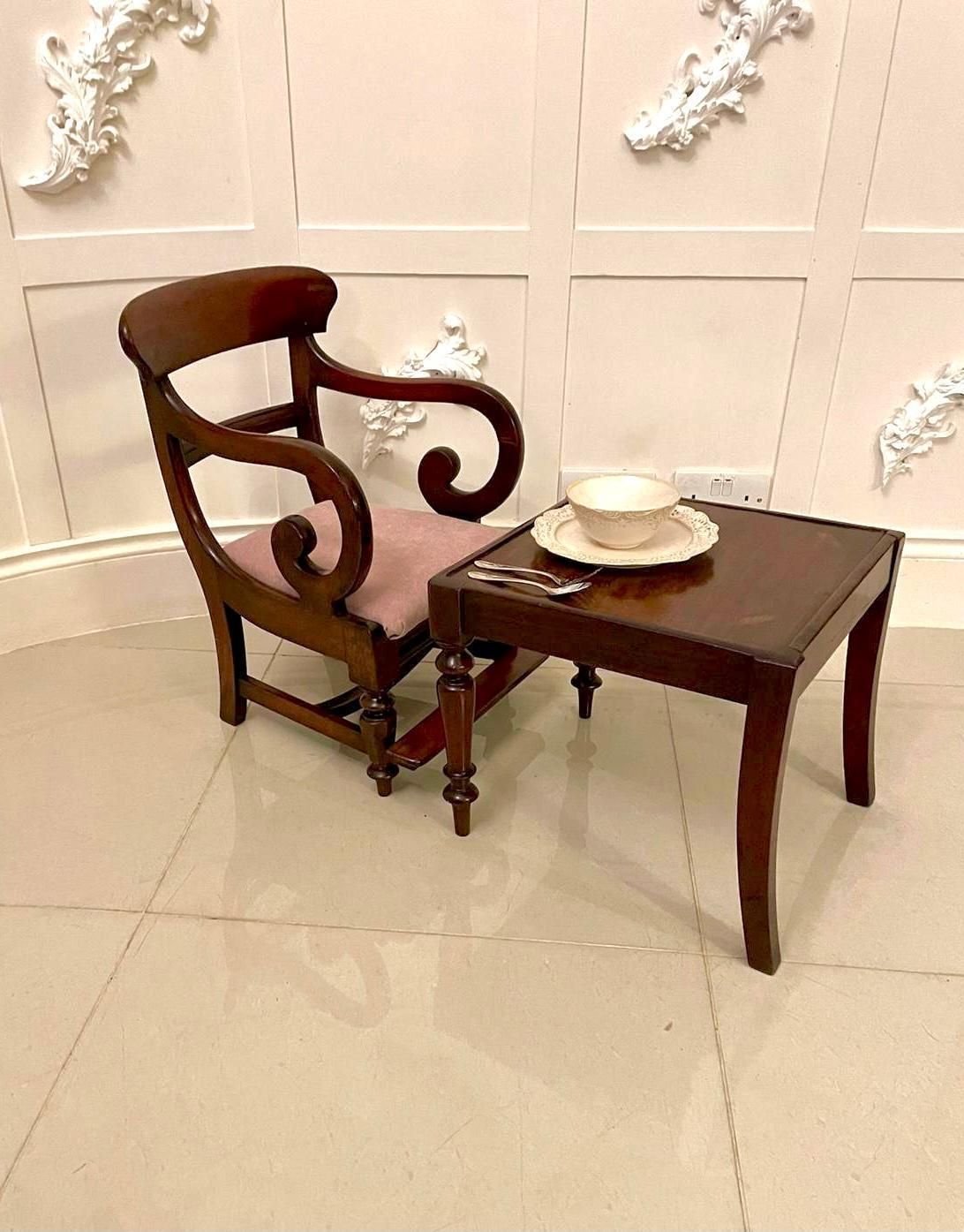 photo for sale Unusual Antique William IV Quality Mahogany Child’s Armchair And Stand