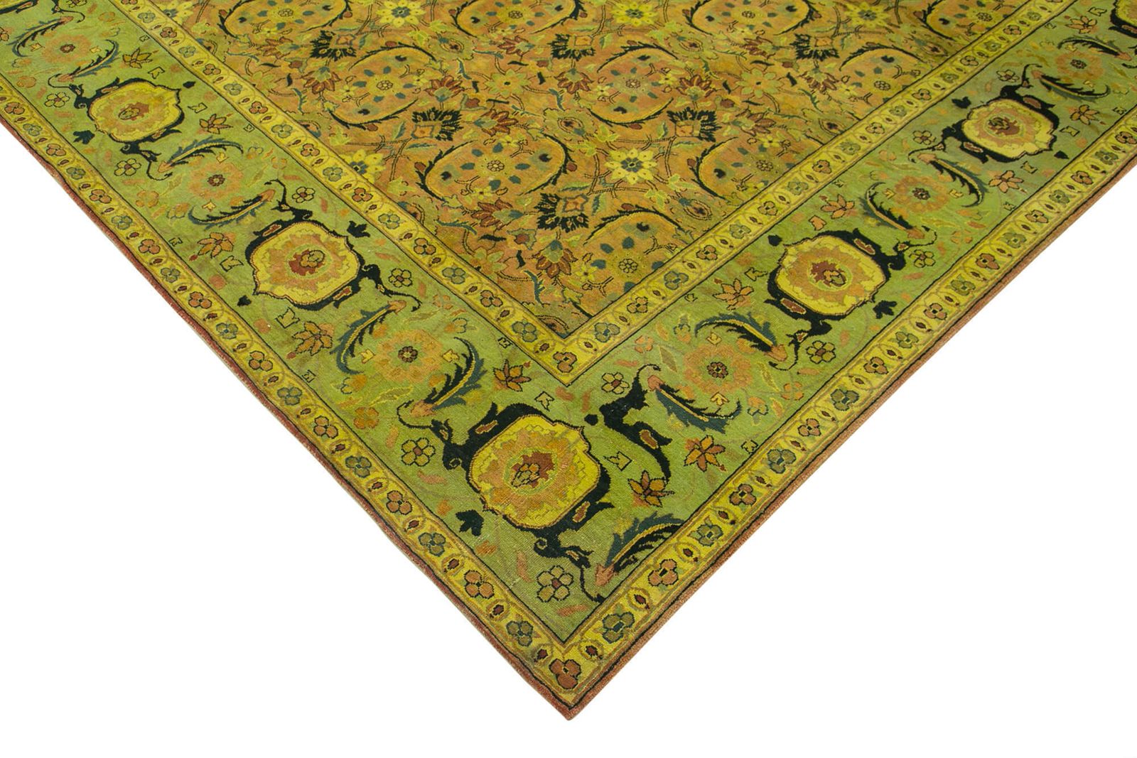 One Of A Kind Oriental Hand Knotted 2000s 414 Cm X 554 Cm Green Oushak Large Area Rug photo Textiles