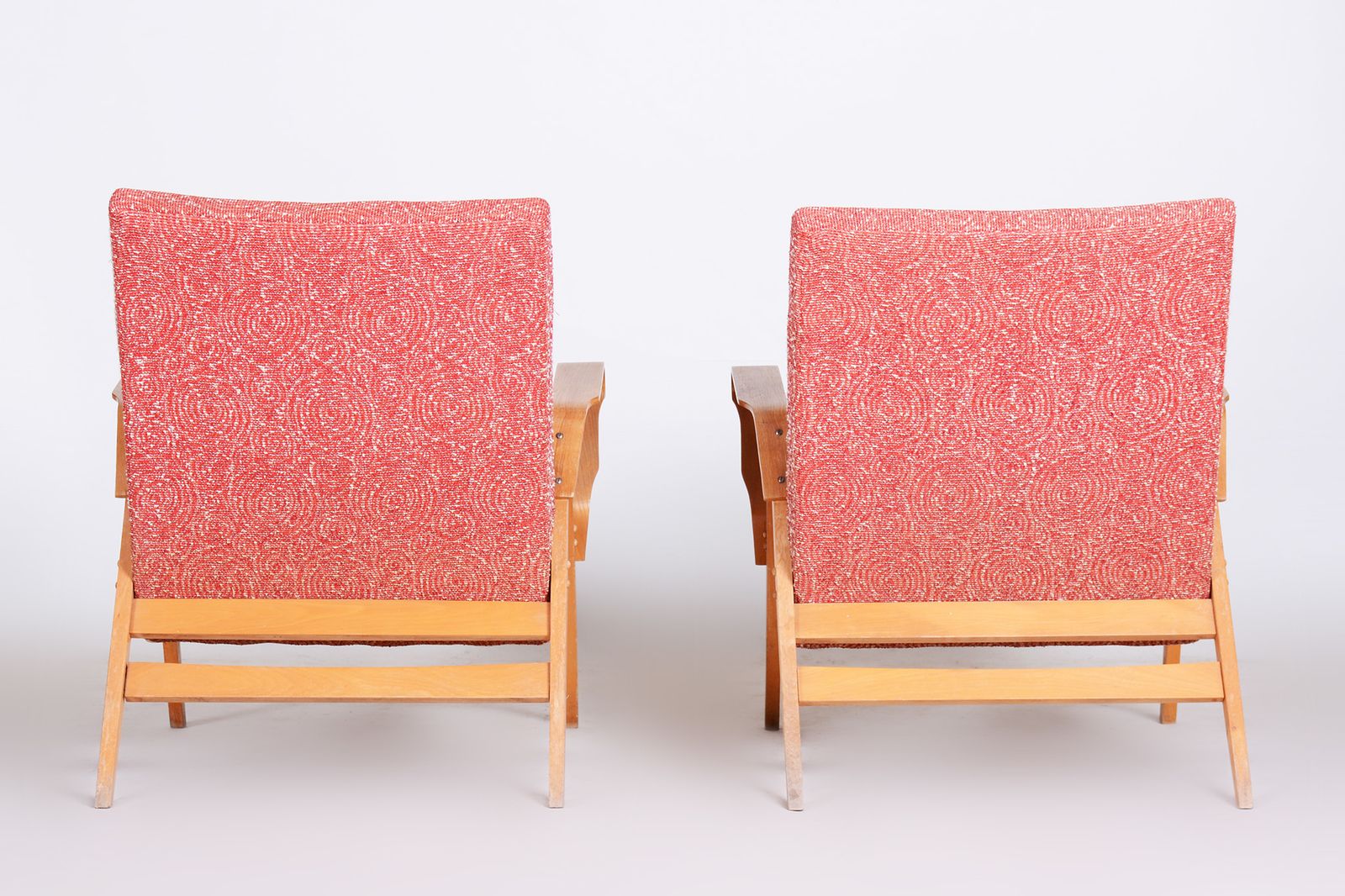 Pair Of Salmon Midcentury Armchairs, Made By Tatra Pravenec, 1950s Czechia photo Furniture