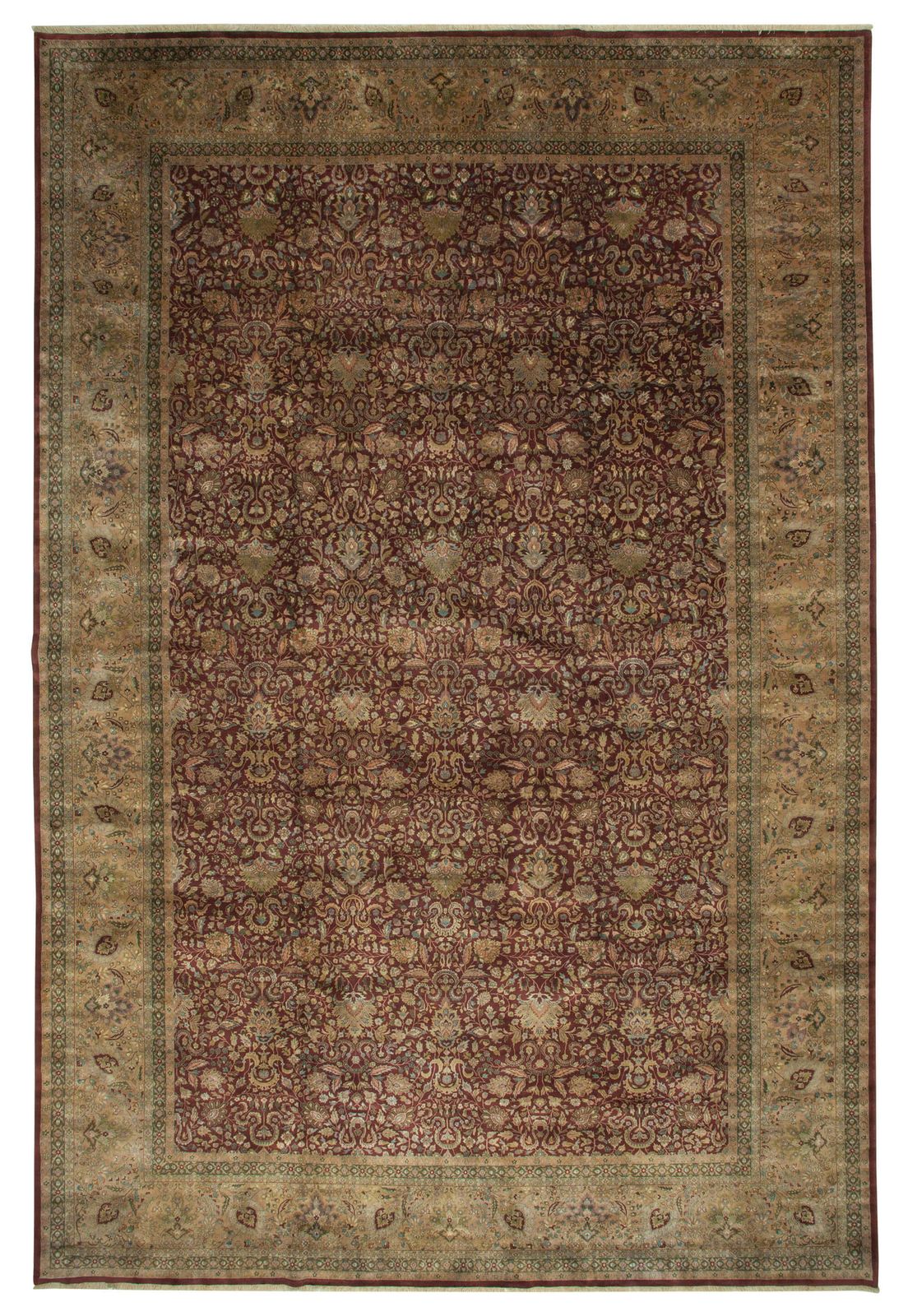Oriental Hand Knotted 2000s 356 Cm X 545 Cm Red Large Oushak Area Rug