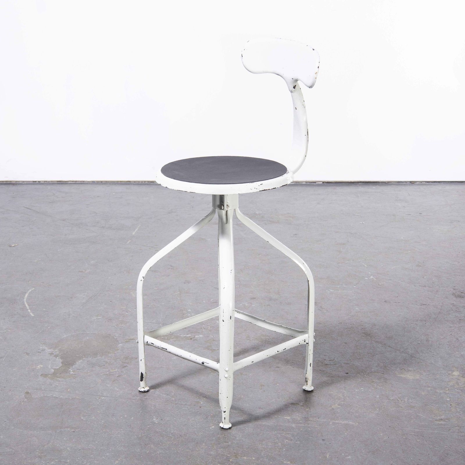 1950’s Original French White Nicolle Industrial Swivel Chair photo for sale