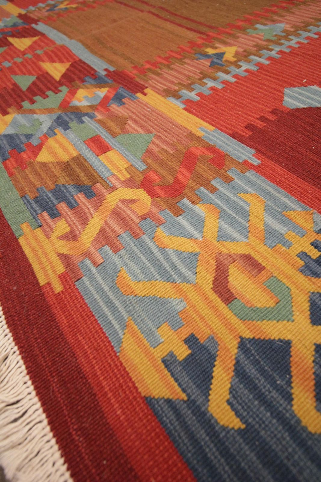Modern Kilim Rug Traditional Carpet Red Kilims Wool Flatwoven Area Rug photo 510.0