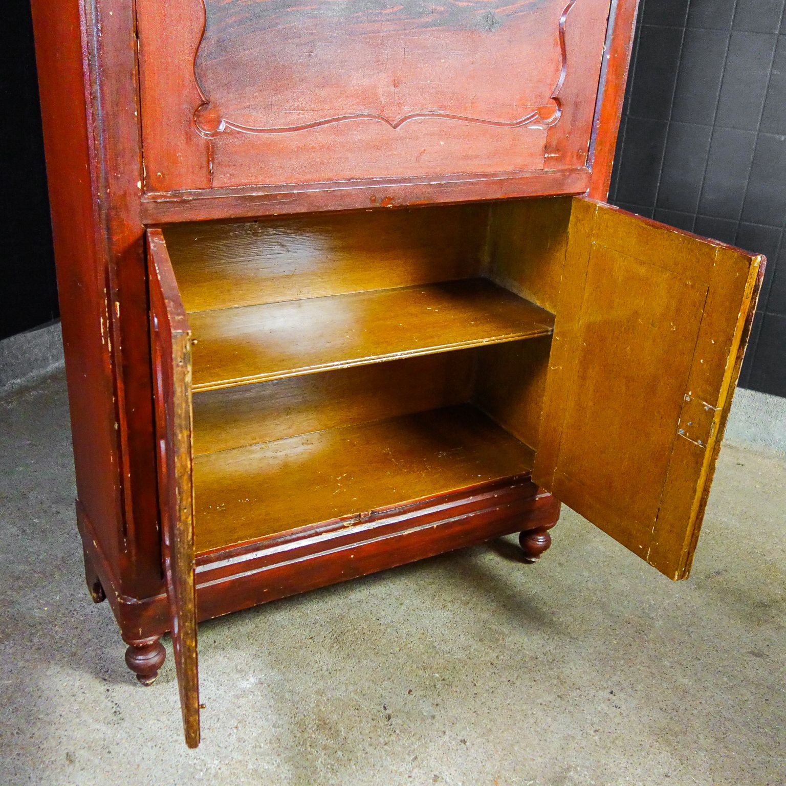 Furniture Brocante Dutch Secretary Cabinet   Early 1900   Red photo