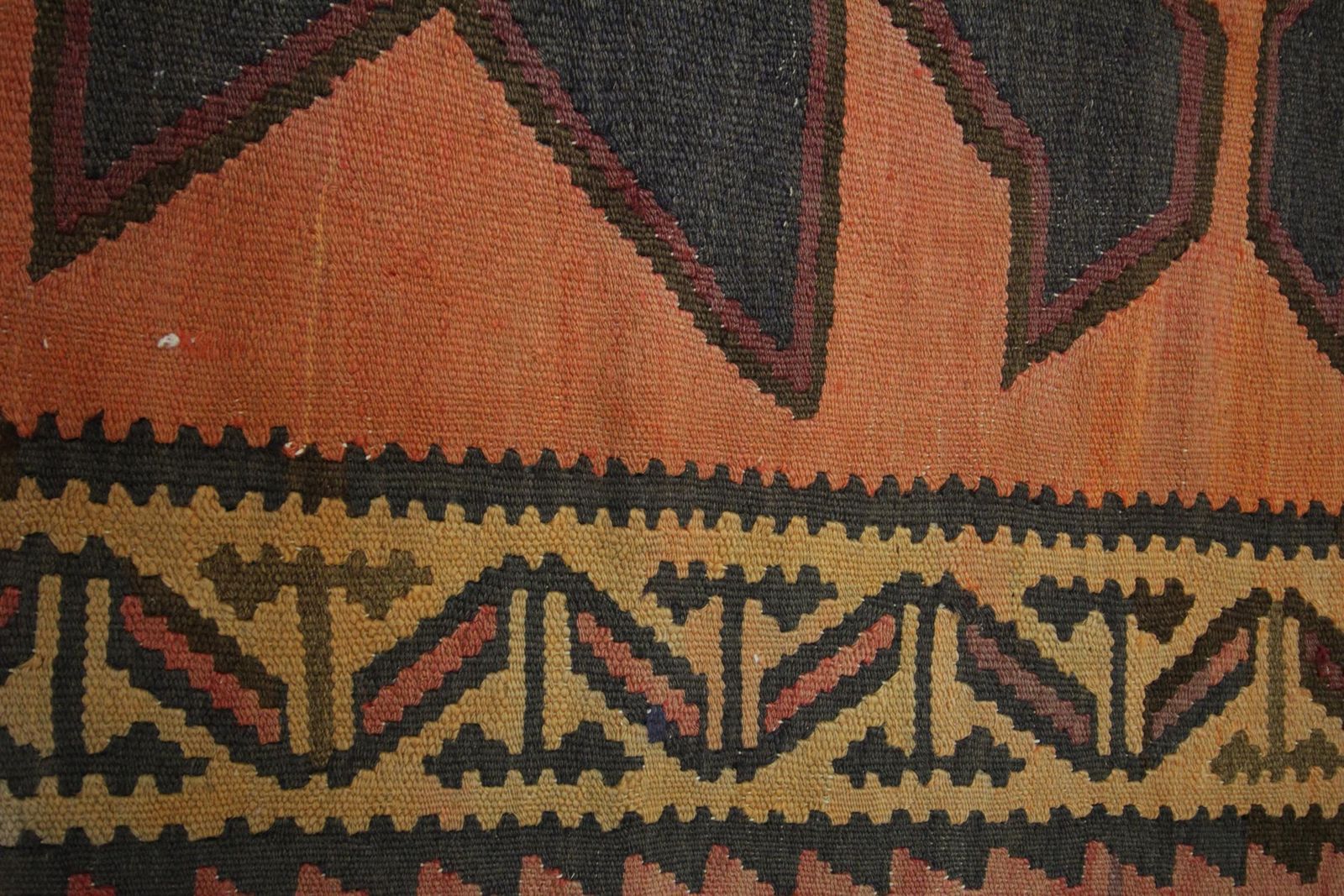 Geometric Kilim Rug Handwoven Tribal Orange Wool Area Rug photo buy