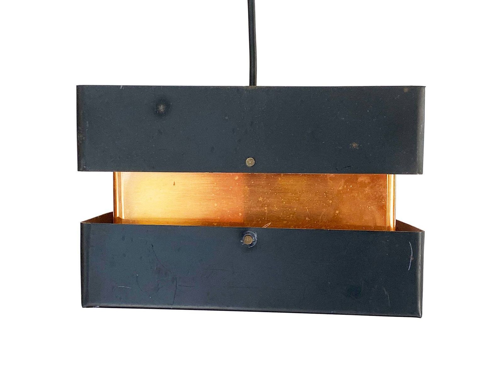 Small Pendant Light In Copper And Black Metal. Denmark 1960s photo 203.0