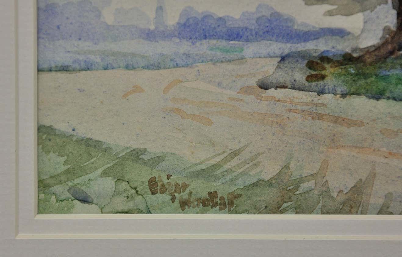 Edgar Woollatt 1871 To 1931. Romany Gypsy Caravan At The Round House, Clifton Lane, Wilford, Nottingham Circa 1910. Framed Watercolour Painting. photo for sale