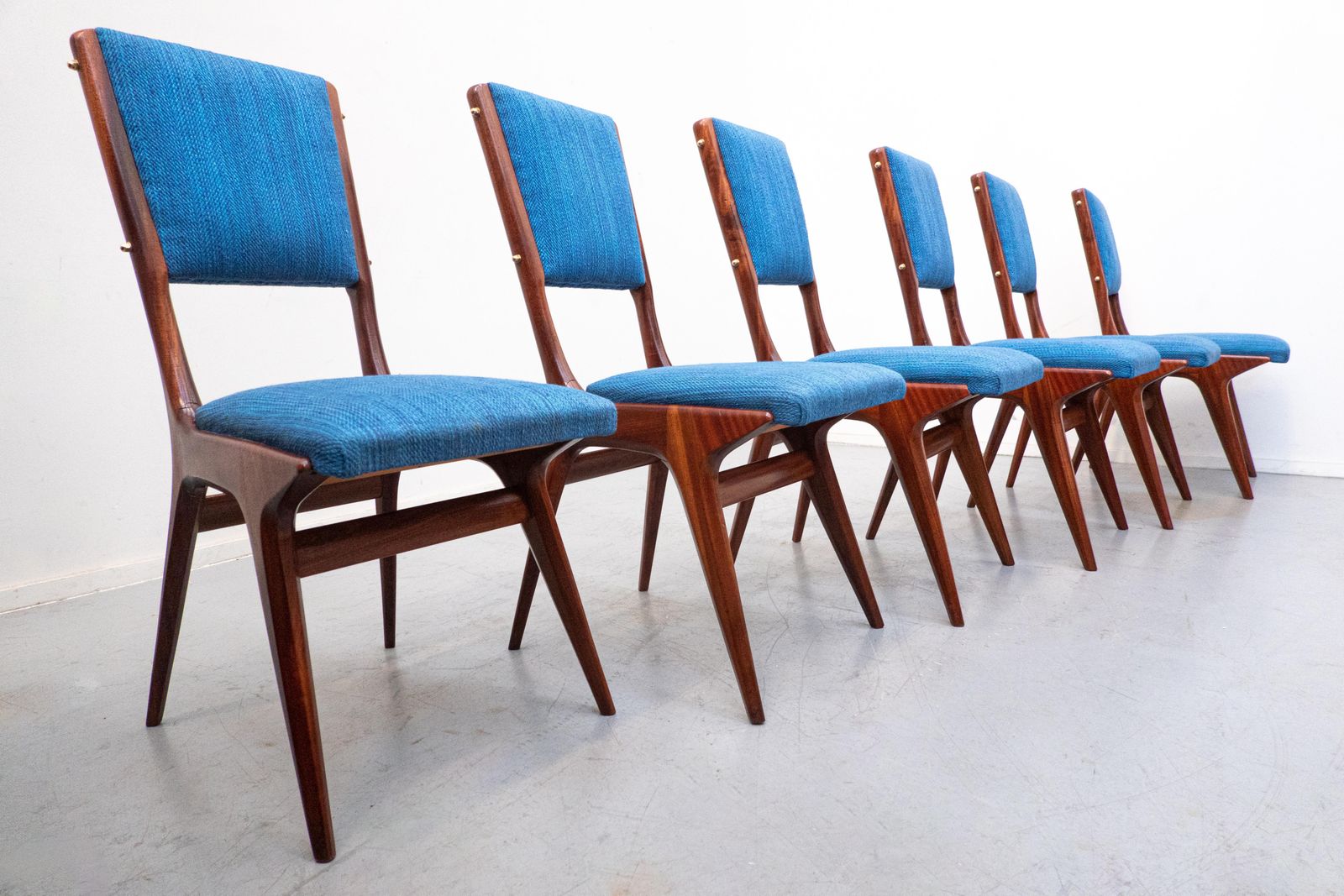 Set Of 6 Blue Chairs Model 634 By Carlo De Carli For Cassina, Italy , 1950s photo Furniture
