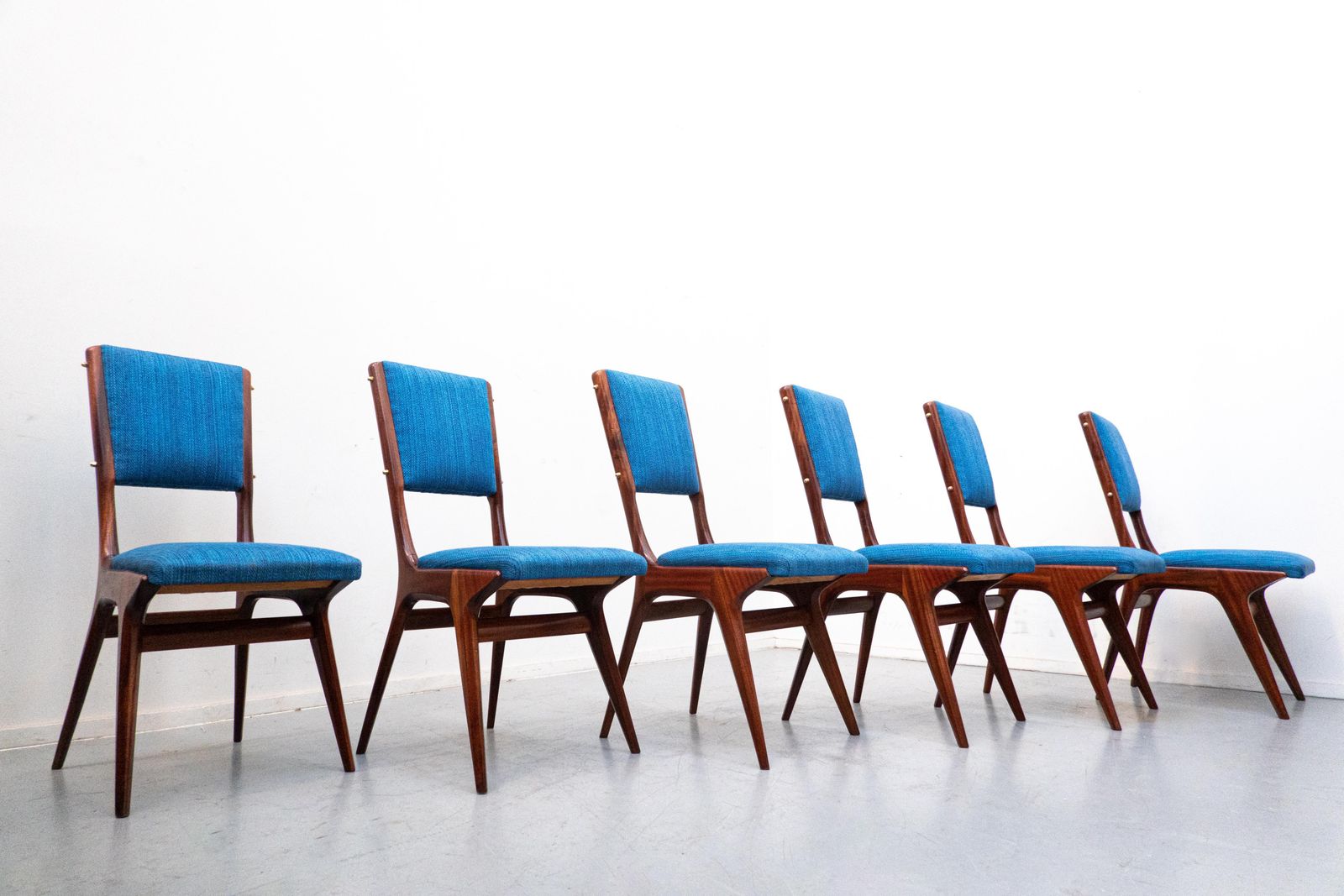 Set Of 6 Blue Chairs Model 634 By Carlo De Carli For Cassina, Italy , 1950s photo 12347.0