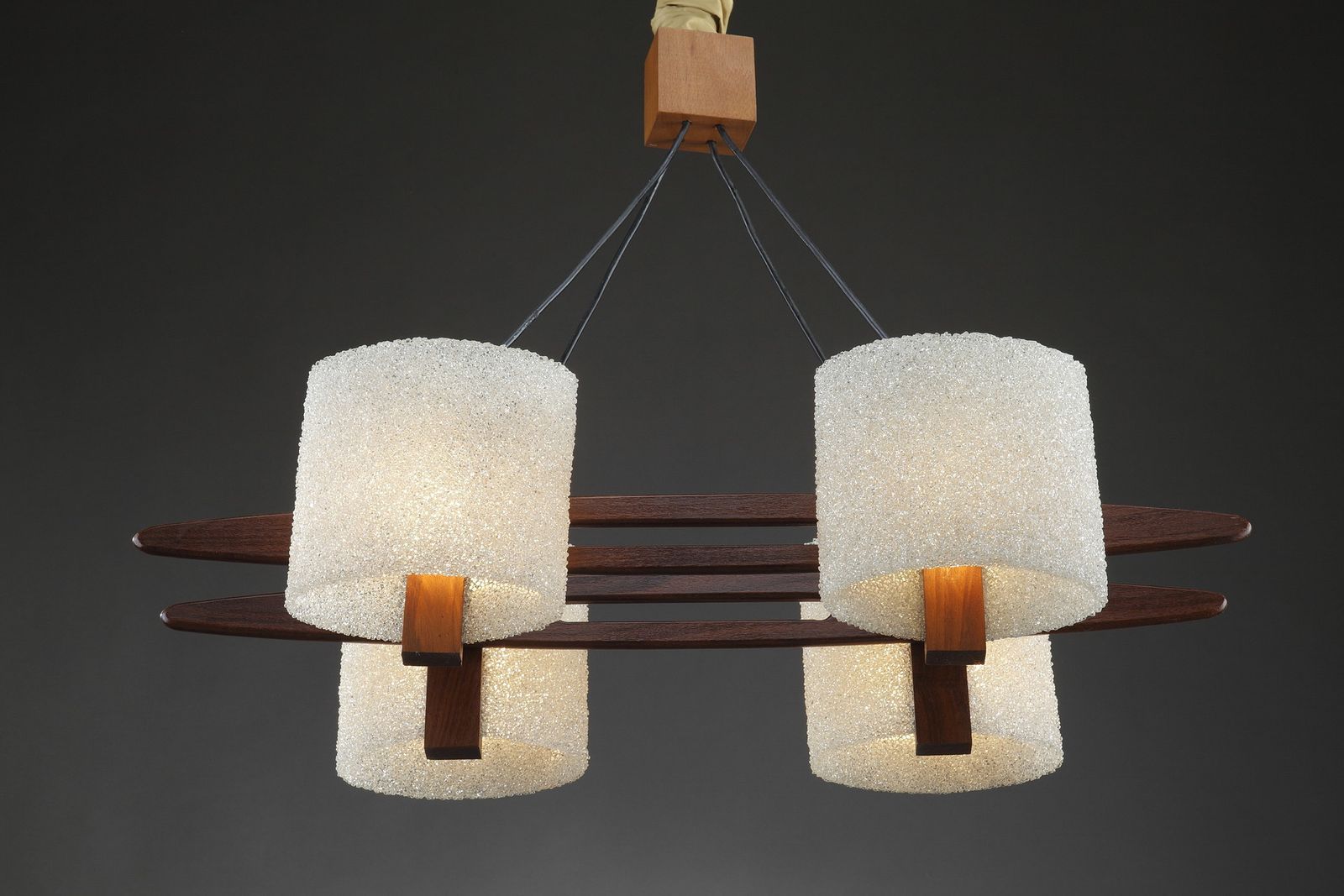 photo furniture Scandinavian Hanging Lamp In Teak And Perplex Granite