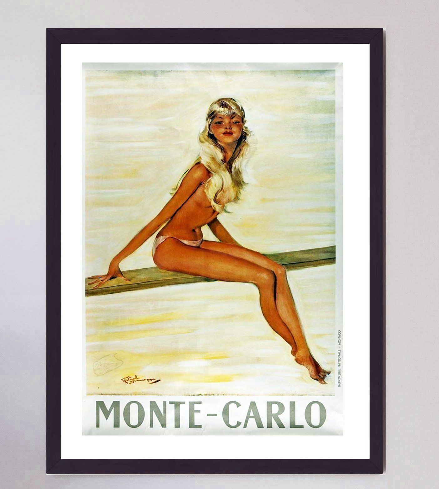 Monte Carlo Vendor 1950 Original Vintage Poster photo furniture