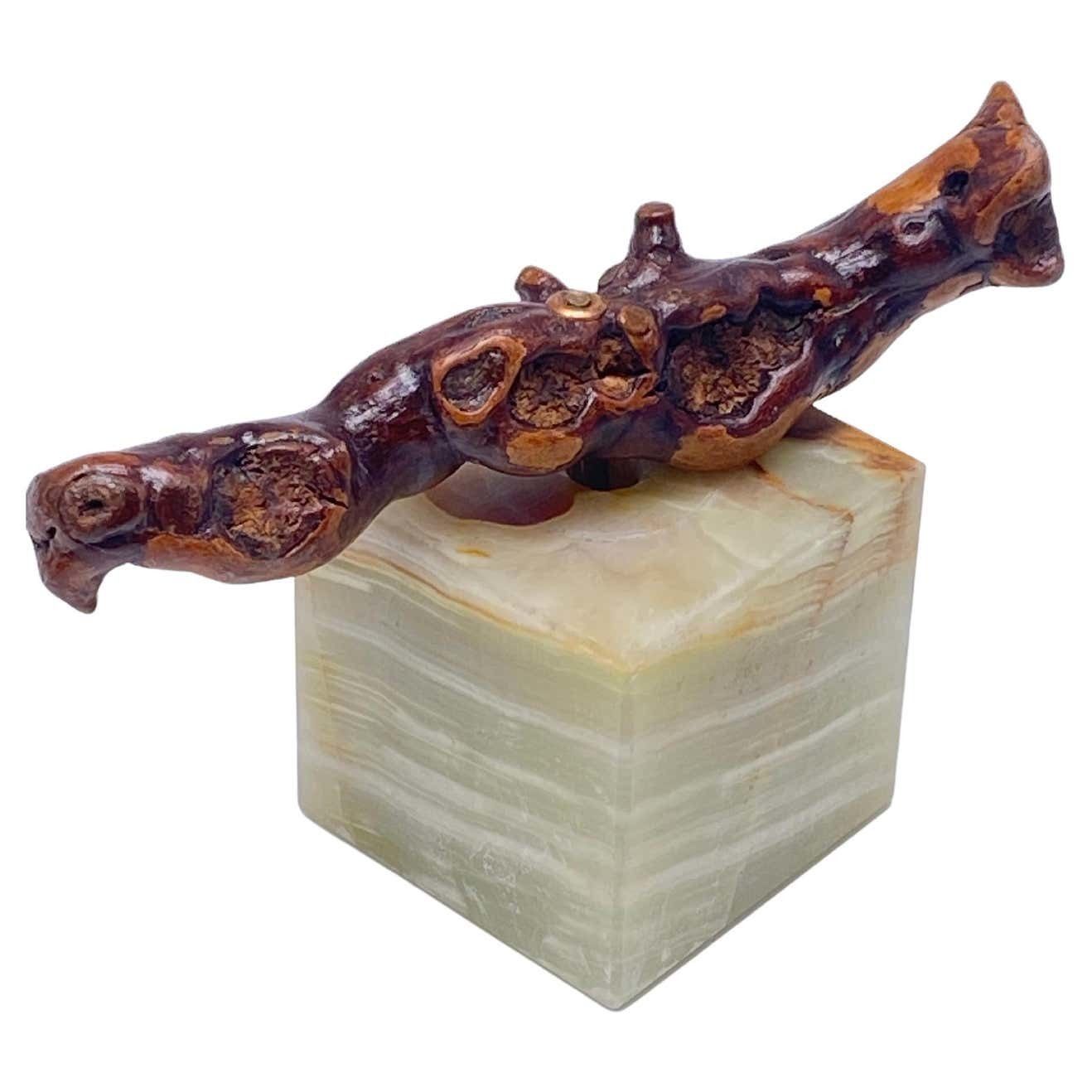 Corkscrew In Wood, With A Onyx Base, Italy XX Century, Brown And Whrite Color