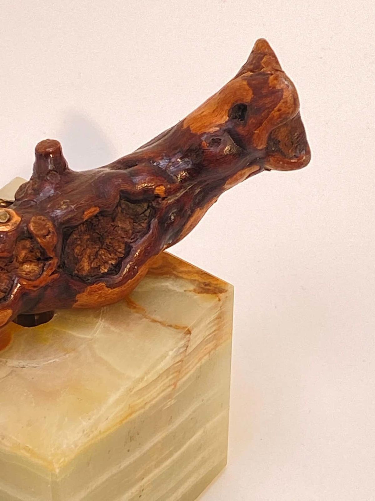 Corkscrew In Wood, With A Onyx Base, Italy XX Century, Brown And Whrite Color photo Home Decor