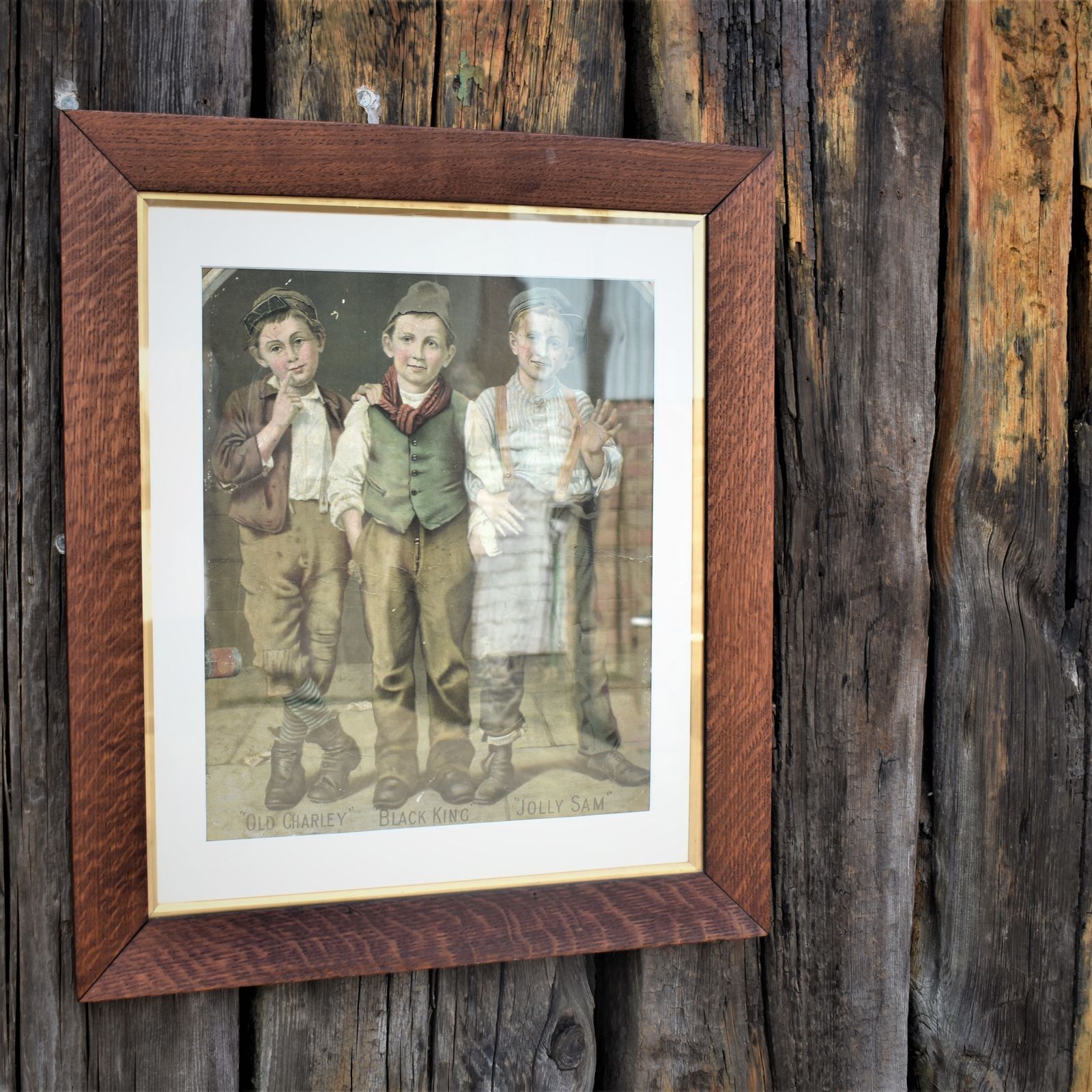 Antique School Boys Advertising Poster Old Charley Jolly Sam Print Picture photo Art