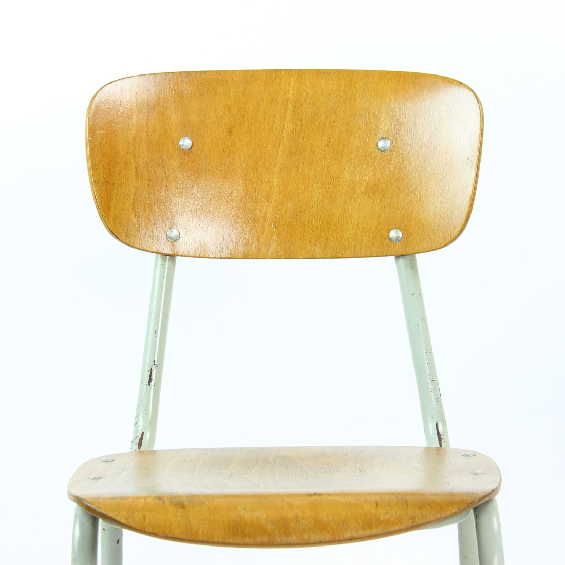 School Chair In Metal And Plywood, Kovona, Czechoslovakia 1960s photo vintage