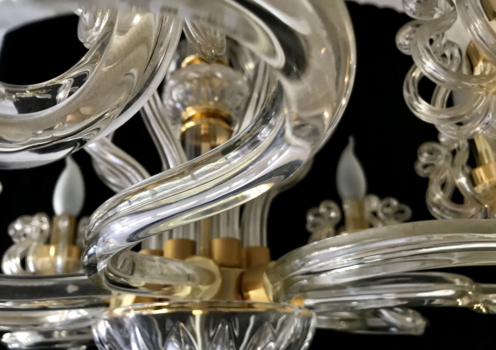 Murano Glass Chandelier And 1980 Gold Structure photo Lighting