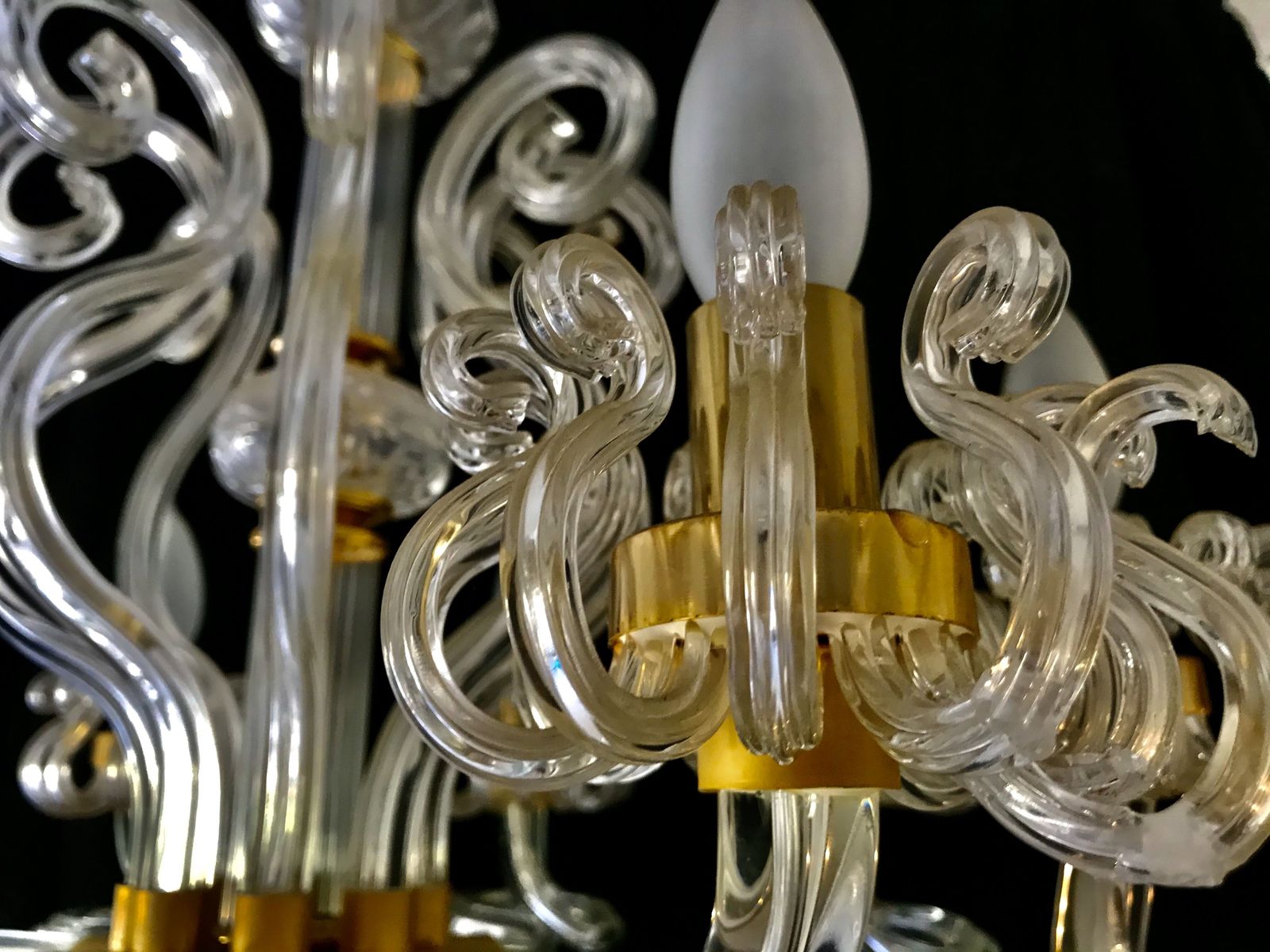 Murano Glass Chandelier And 1980 Gold Structure photo 1100.0