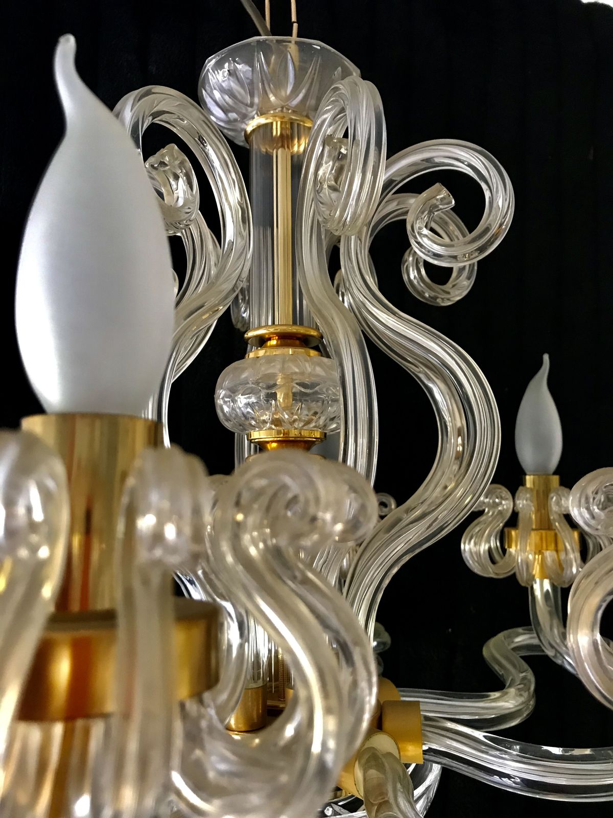 Murano Glass Chandelier And 1980 Gold Structure photo vinterior