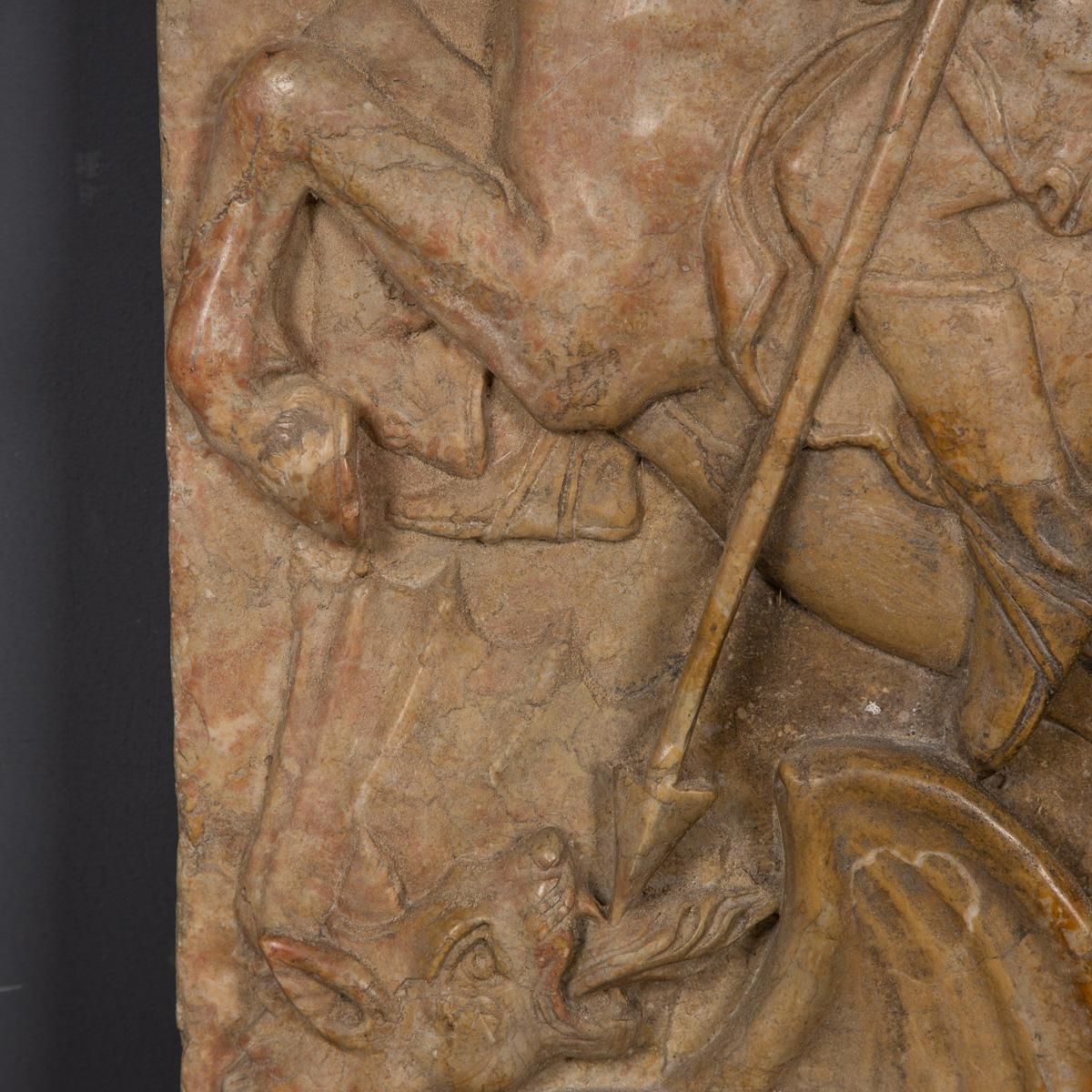 photo for sale 19th Century Italian Marble Plaque Of George Slaying The Dragon, C.1870
