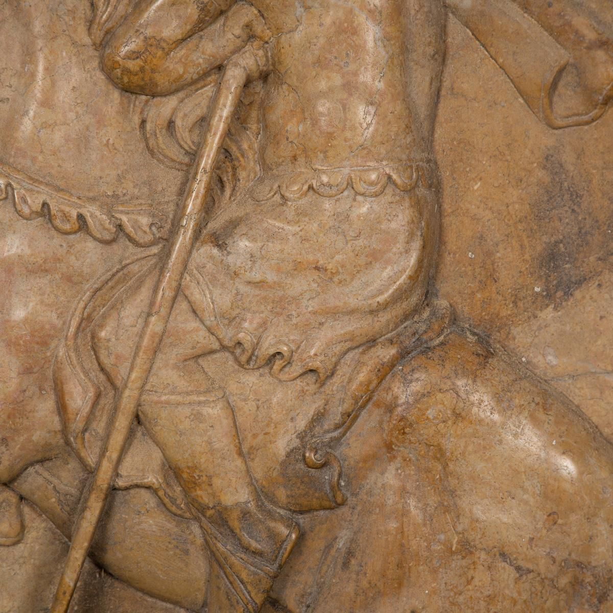 Art 19th Century Italian Marble Plaque Of George Slaying The Dragon, C.1870 photo