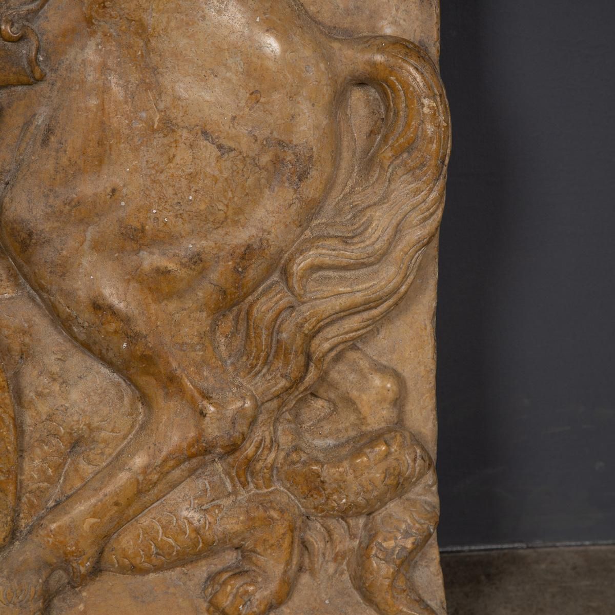 photo vinterior 19th Century Italian Marble Plaque Of George Slaying The Dragon, C.1870