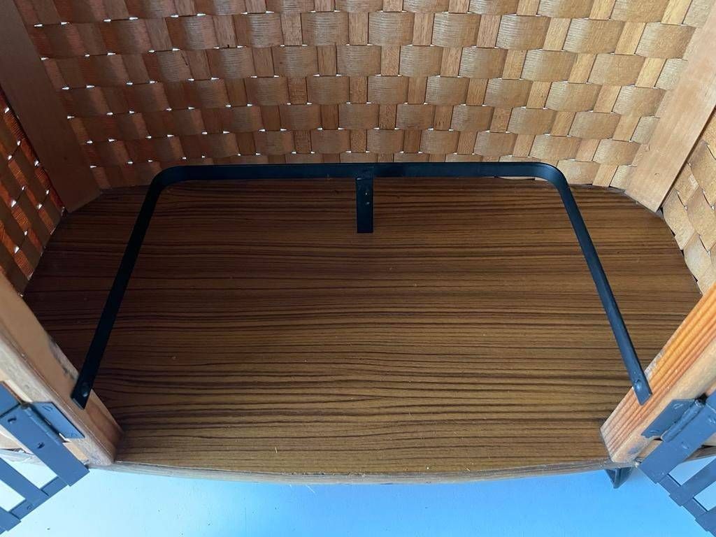 Mid Century Wooden And Black Metal Bar Chest, 1950s, Italy photo Furniture