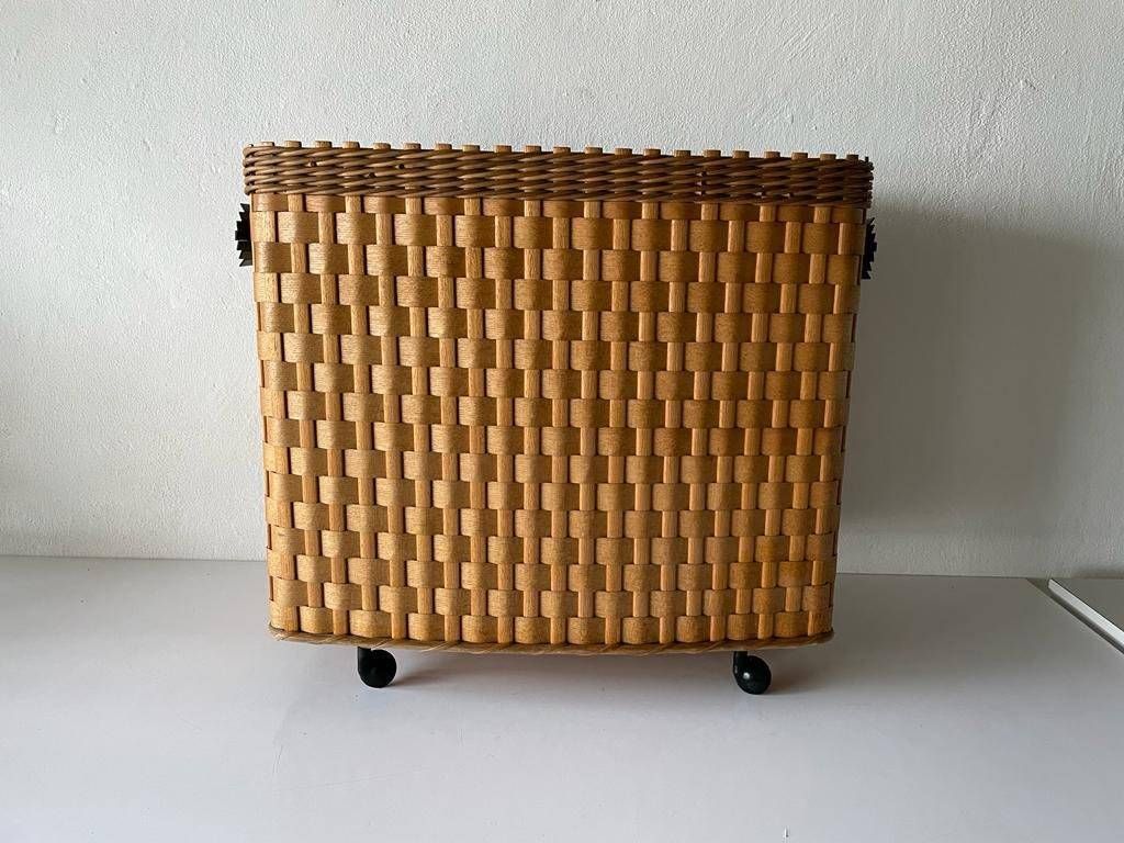 Mid Century Wooden And Black Metal Bar Chest, 1950s, Italy photo vinterior