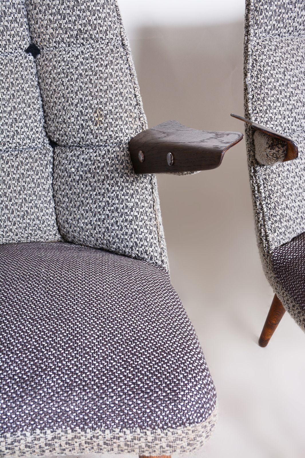 Set Of Two Grey Mid Century Armchairs Made In 1950s Czechia. Original Condition. photo furniture