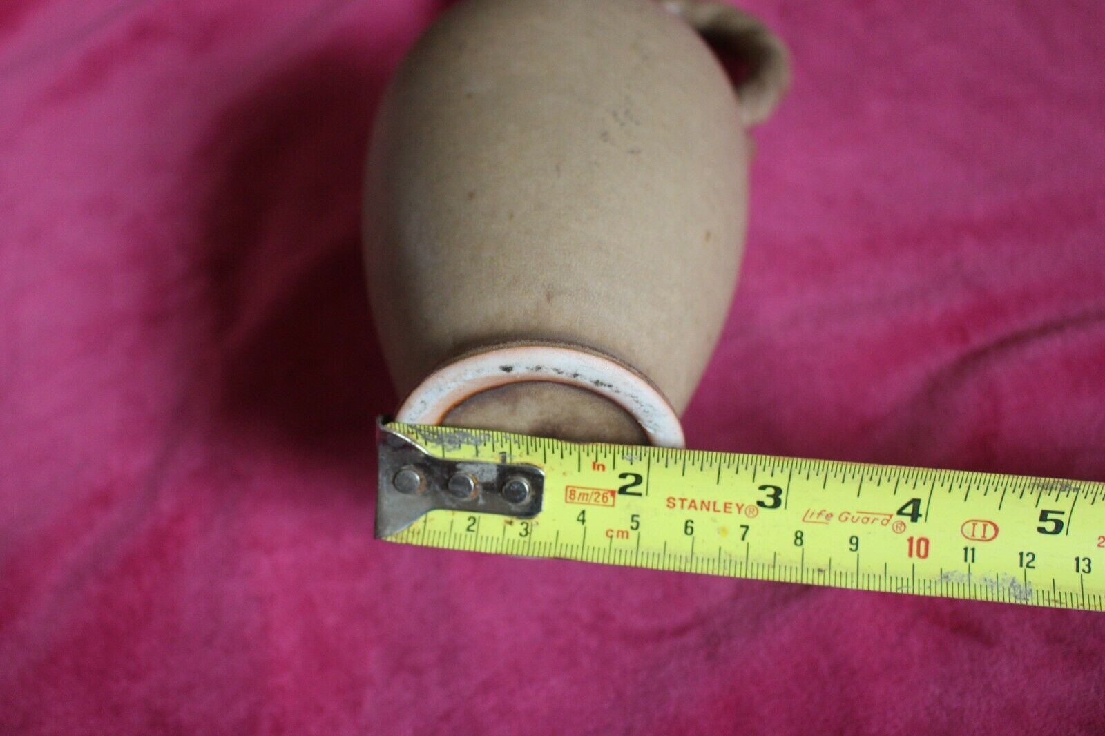 83.0 Antique Primitive Pottery Clay Jug Jar Oil Handled Artefact Rustic With Lid photo