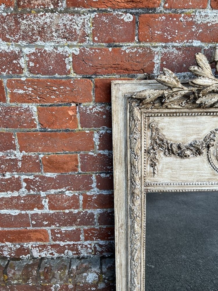 A Superb Antique French 19th Century Carved Wood & Gesso Painted Mirror. photo furniture