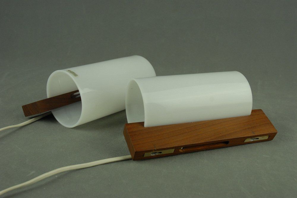 photo furniture Italian Perspex & Teak Wall Lamps By Luigi Massoni For Harvey Guzzini, 1960s, Set Of 2