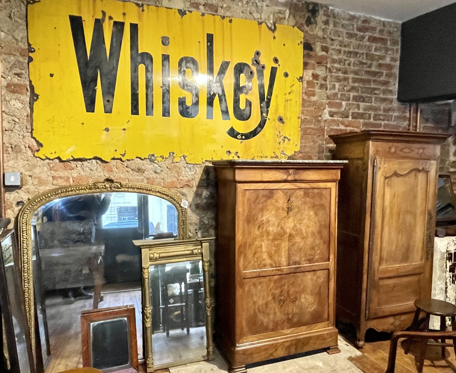 photo furniture American Antique Enamel Advertising Bar Whiskey Drinking Sign Wall Art