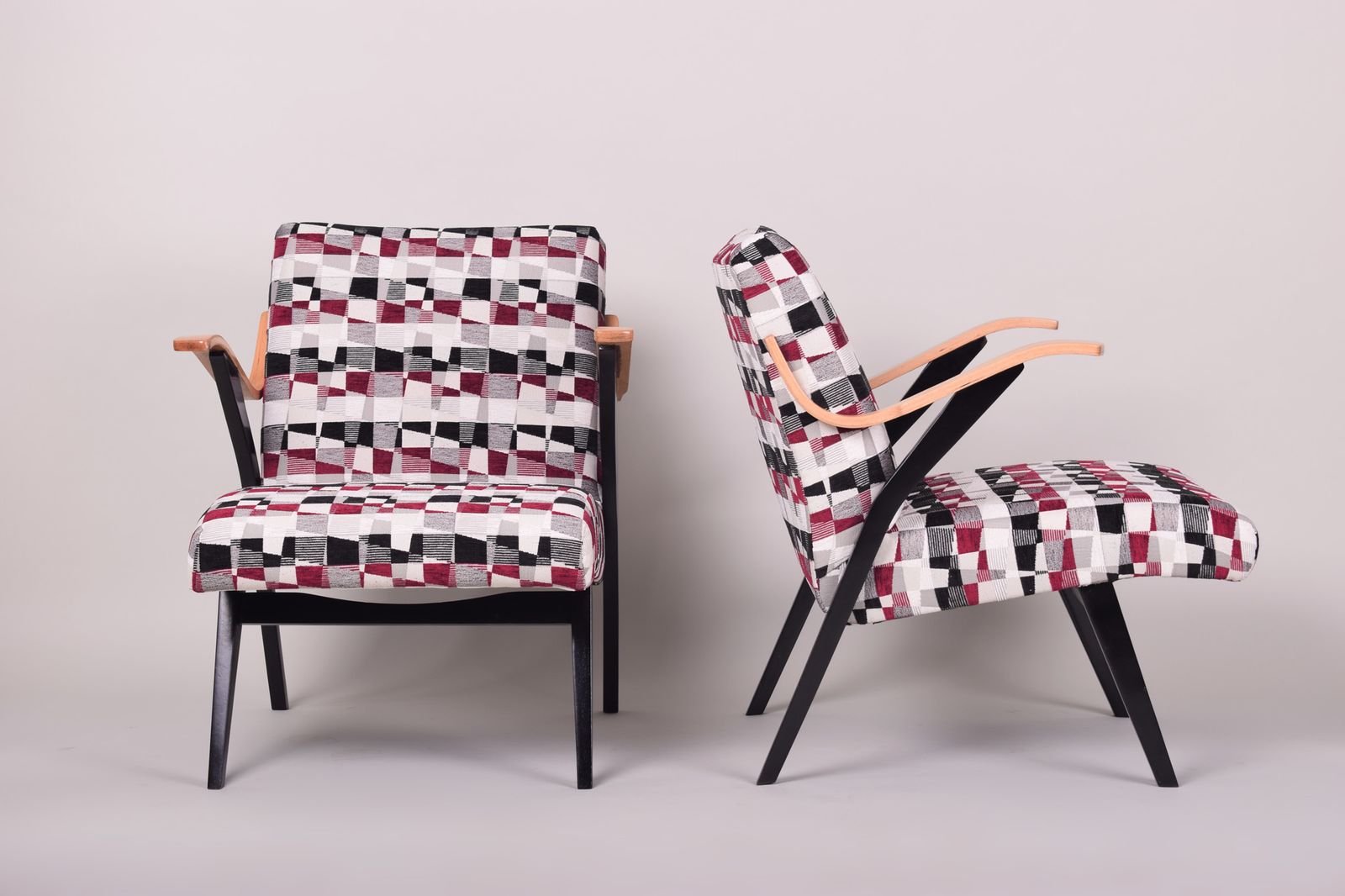 Pair Of Multicoloured Mid Century Armchairs Made In 1950s Czechia. Non Restored. photo Furniture