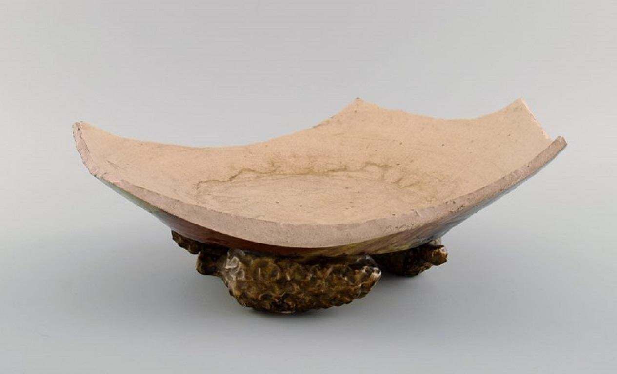 Emile Gallé For St. Clement, Nancy, Antique Art Nouveau Bowl In Faience photo for sale