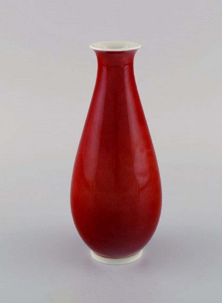 Thorkild Olsen For Royal Copenhagen, Vase In Red And White Porcelain, 1920s photo furniture