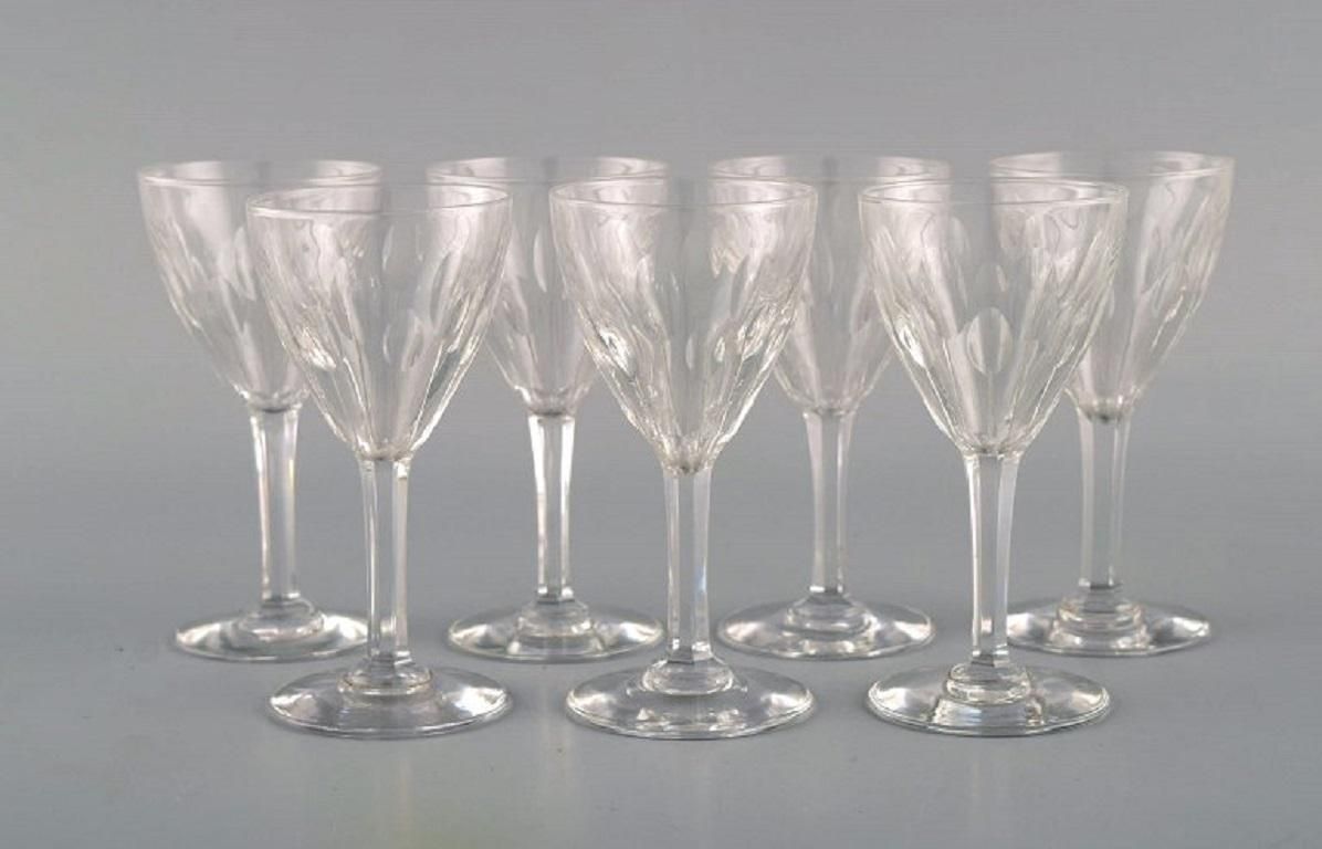 Baccarat, France, Seven Tallyrand Glasses In Clear Mouth Blown Crystal Glass photo for sale