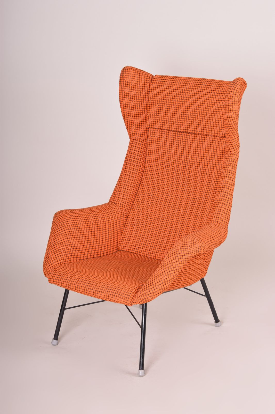Orange Mid Century Modern Armchair, Made In 1960s Czechia. Restored. Navratil.