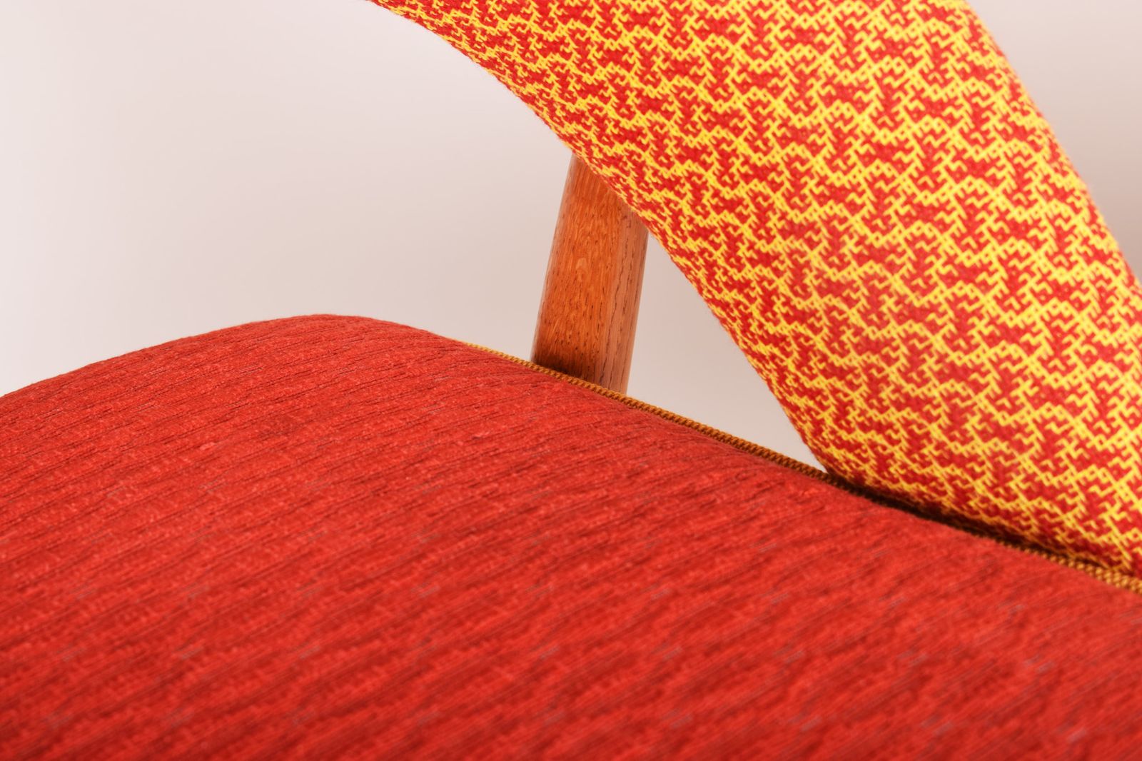 Mid Century Red And Orange Chairs. Made In 1940s Czechia. Restored By Our Team. photo vinterior