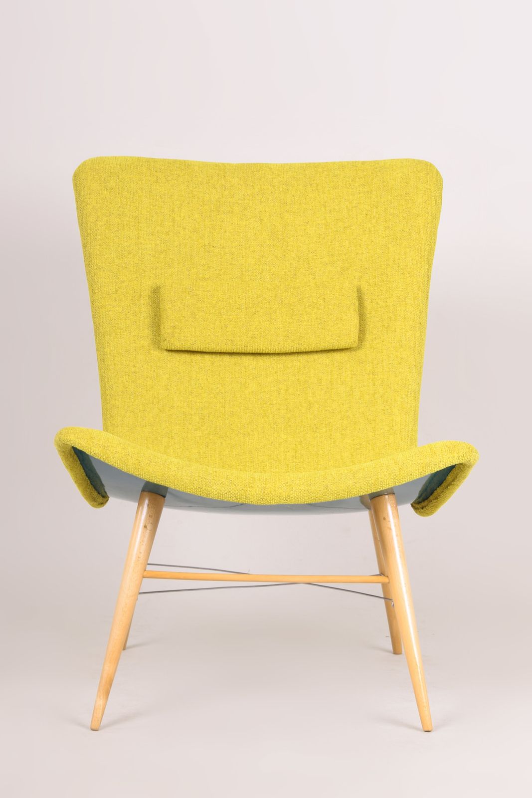 Yellow Mid Century Modern Armchair, Made In 1950s Czechia. Restored. Navratil. photo for sale