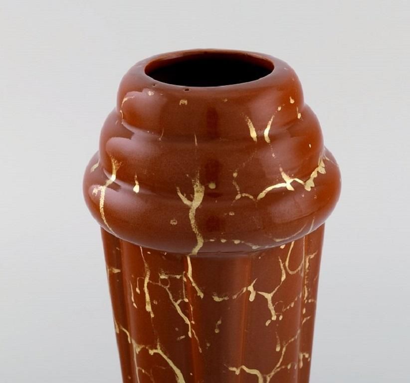 Lucien Brisdoux, France, Art Deco Vase In Glazed Stoneware, 1930/40s photo for sale