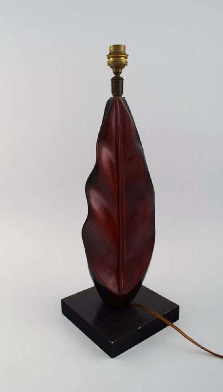 Organically Shaped Table Lamp In Hand Painted Wood On Base, Mid 20th Century photo Lighting