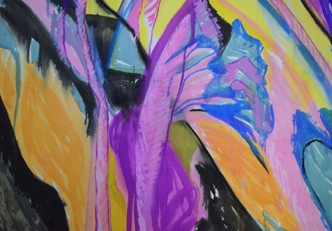 Ivy Lysdal, Mixed Media On Cardboard, Large Abstract Modernist Painting photo furniture