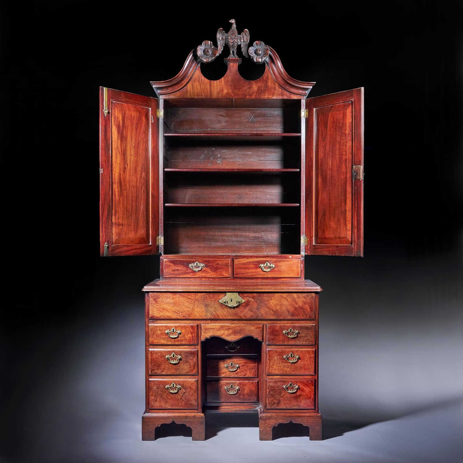 A George II Irish Mahogany Secretaire Kneehole Bookcase Att. C. Hearn photo furniture