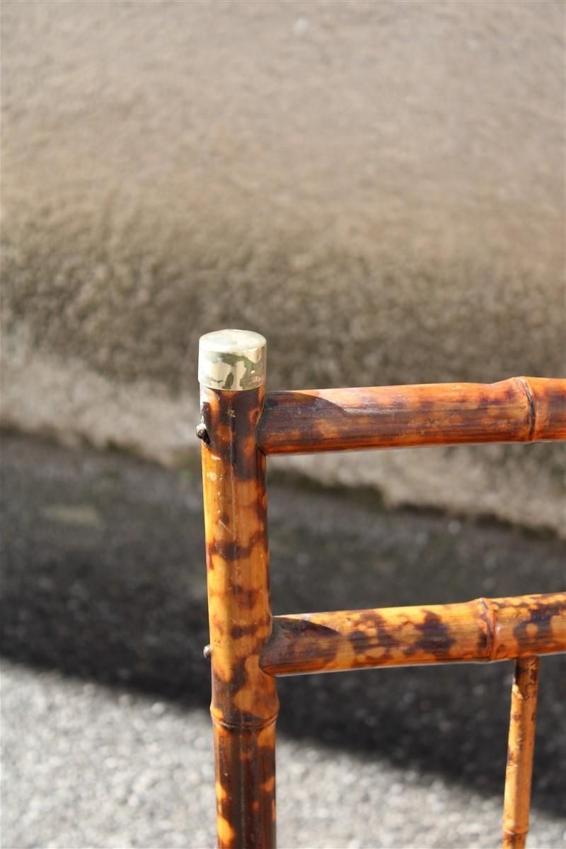 Pair Mid Century Bamboo Chairs Brass Parts Gabriella Crespi Style 1950s photo vinterior