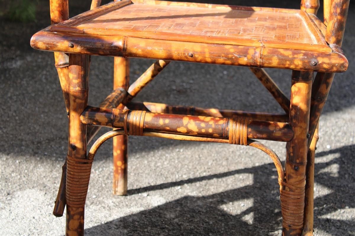 photo furniture Pair Mid Century Bamboo Chairs Brass Parts Gabriella Crespi Style 1950s