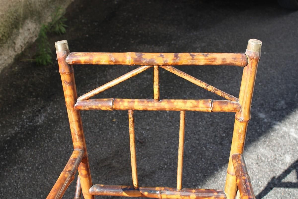 2907.0 Pair Mid Century Bamboo Chairs Brass Parts Gabriella Crespi Style 1950s photo