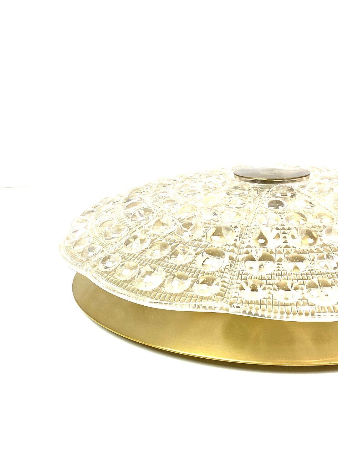Ceiling Lamp In Brass And Glass Of Danish Design Manufactured By Orrefors Glassworks In The 1960s. photo 575.0