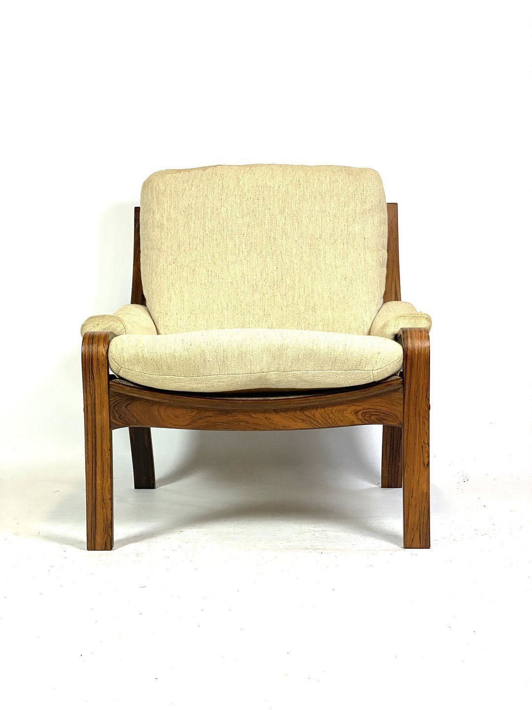 Easy Chair In Rosewood And Upholstered With Light Fabric, Of Danish Design From The 1960s photo furniture