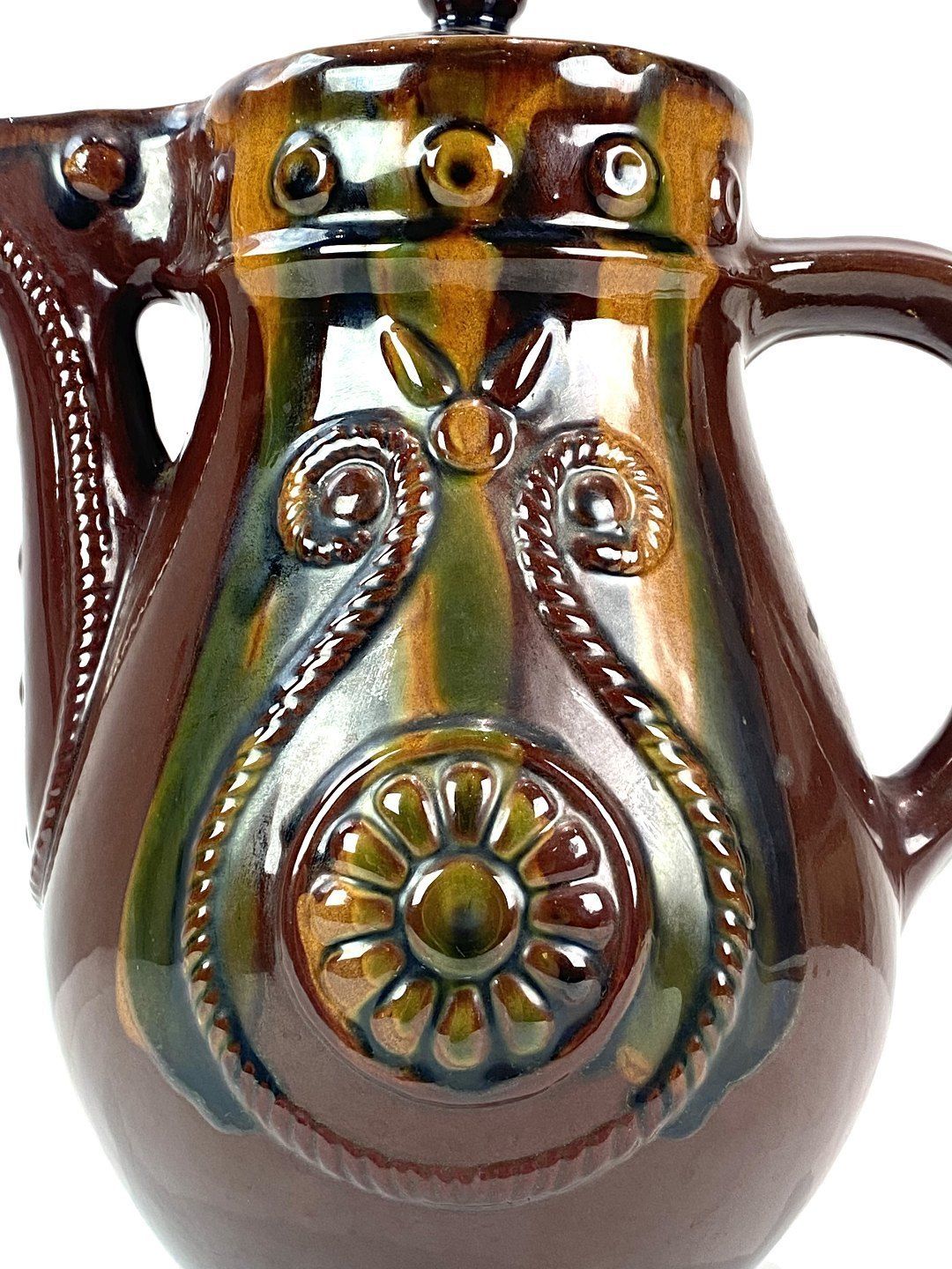 Ceramic Jug With Brown Glaze And Decorated With Pattern In Art Nouveau Style From Around The 1940s. photo Home Decor