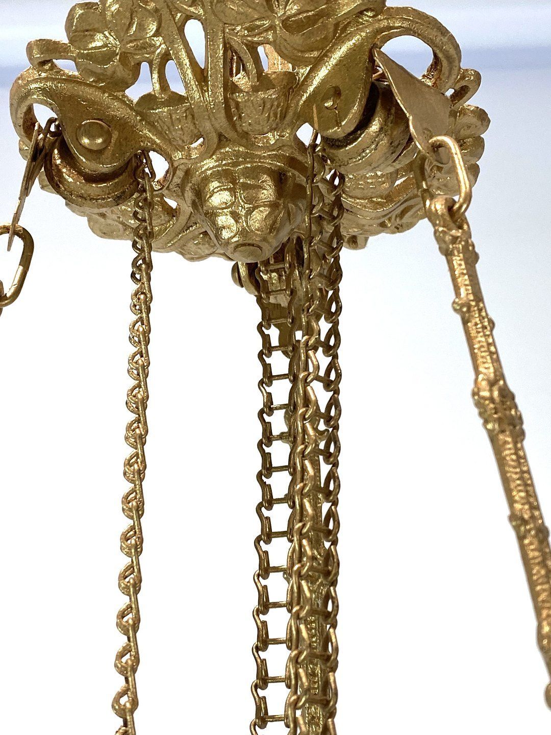 Large Kerosene Lamp Of Patinated Brass And Shade Of White Opaline Glass From The 1880s. photo Lighting