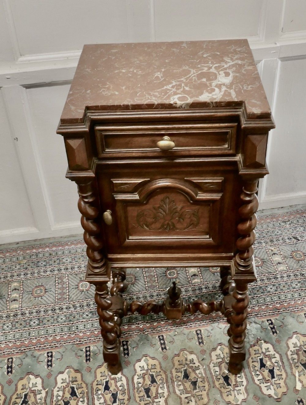 French Walnut Barley Twist Night Table Or Side Cupboard photo furniture